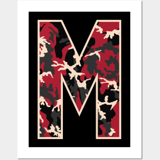 Initial Capital Letter M Camo Alphabet Gift Women Men Kids Posters and Art